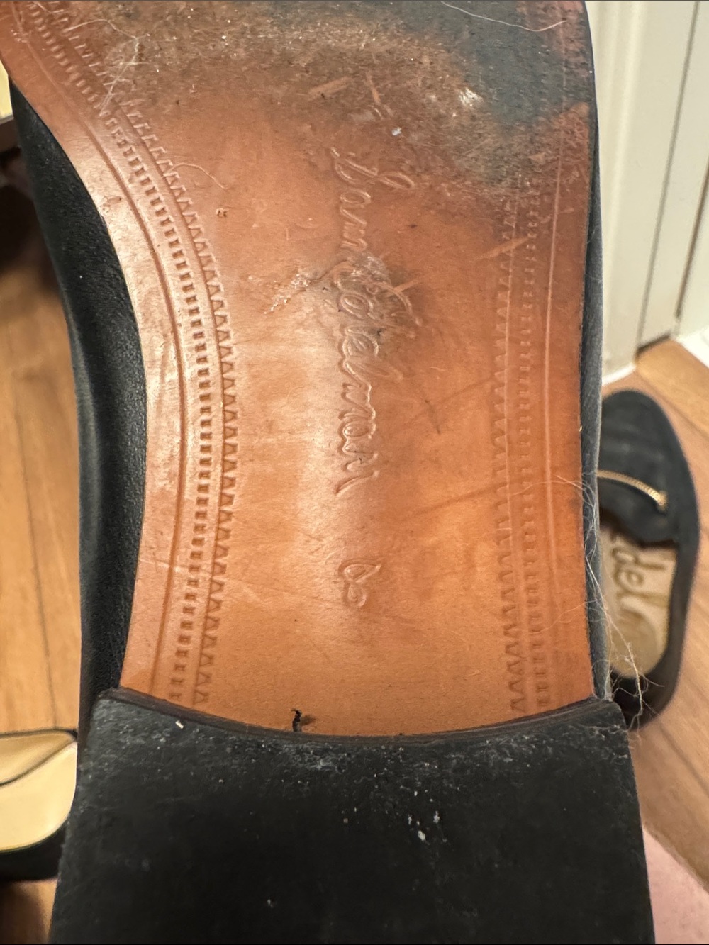 Sam Edelman Black Leather Loafers with Gold Accent - Picture 5 of 5